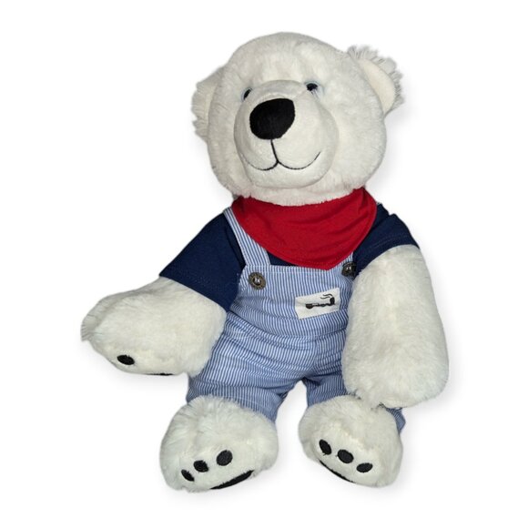 Build-A-Bear BAB 2013 Polar Bear Plush in Railroad Engineer Outfit Retired - Picture 1 of 15